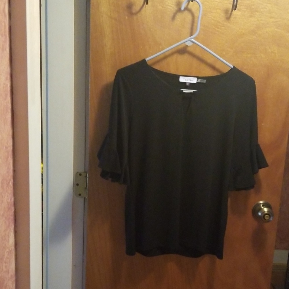 Calvin Klein Med Dress Top w/ Ruffled Sleeves